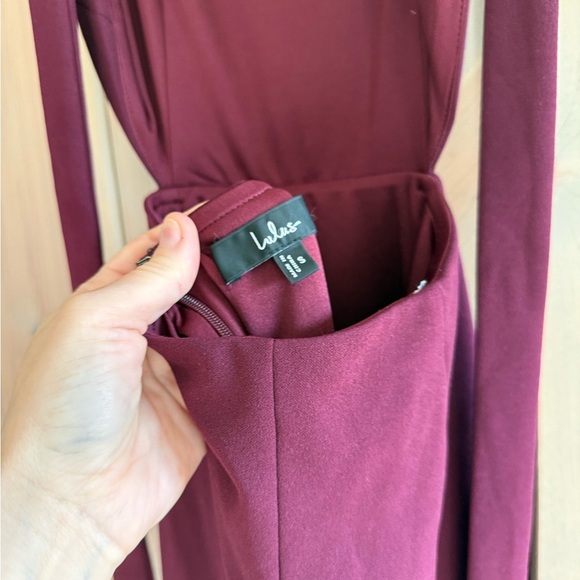 LuLu’s Captivating Charisma Plum Ruffled Cutout Tie-Back Maxi Dress Plum - Picture 7 of 11